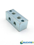 Nippelblock T-Bohrung 2-fach