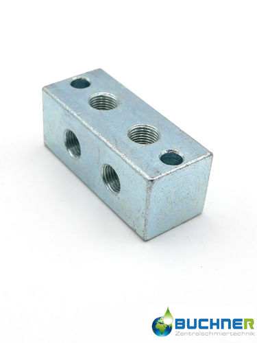 Nippelblock T-Bohrung 2-fach