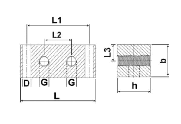 Nippelblock T-Bohrung 1-fach