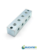 Nippelblock T-Bohrung 4-fach